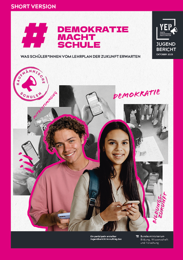 Cover des YEP-Jugendberichts Demokratie Macht Schule (Short Version)